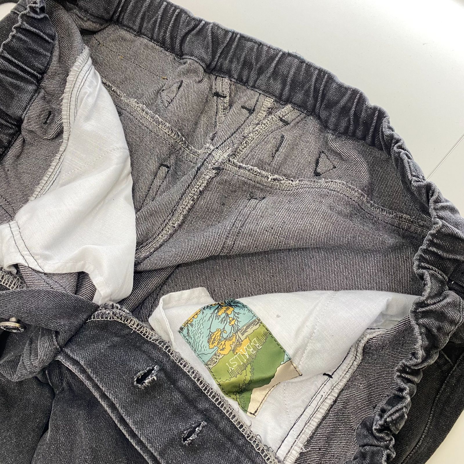 B.BALLSY ヴィンテージ プロセッシング ワイド ワーク デニムパンツ