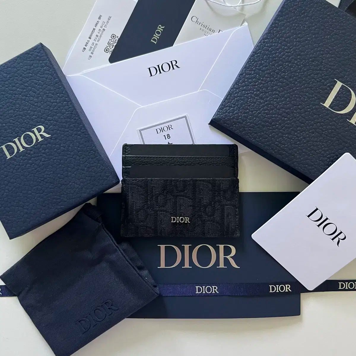 正規品 級 Dior オブリーク カードウォレット ブラック