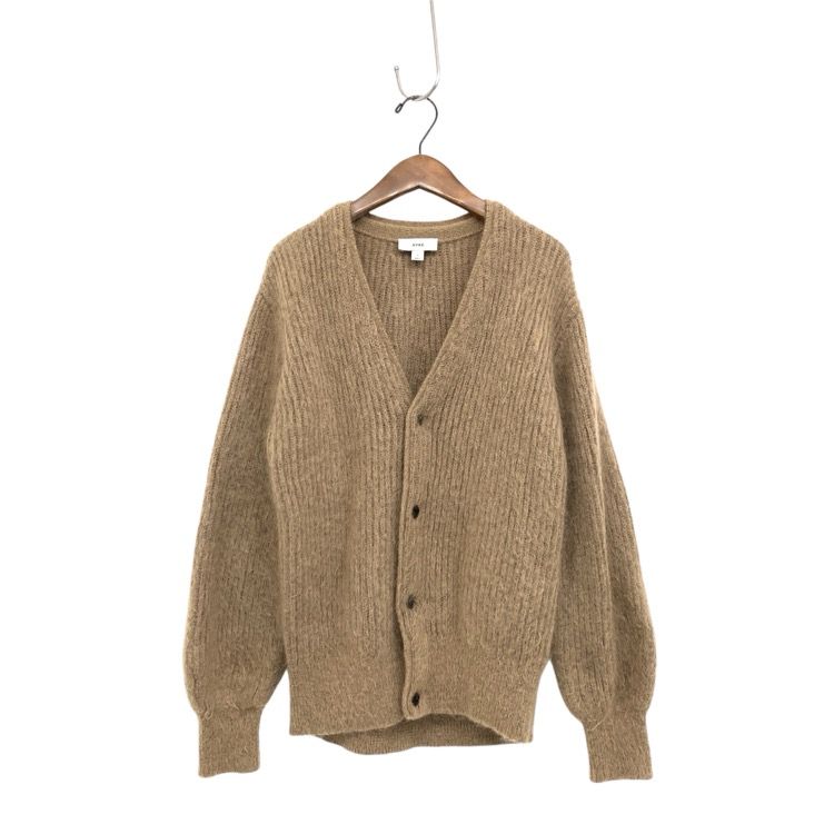 HYKE　ハイク　モヘヤ混シャギーニットカーディガン ベージュ 茶　2サイズ HYKE ハイク MOHAIR CARDIGAN モヘヤウールVネックカーディガン