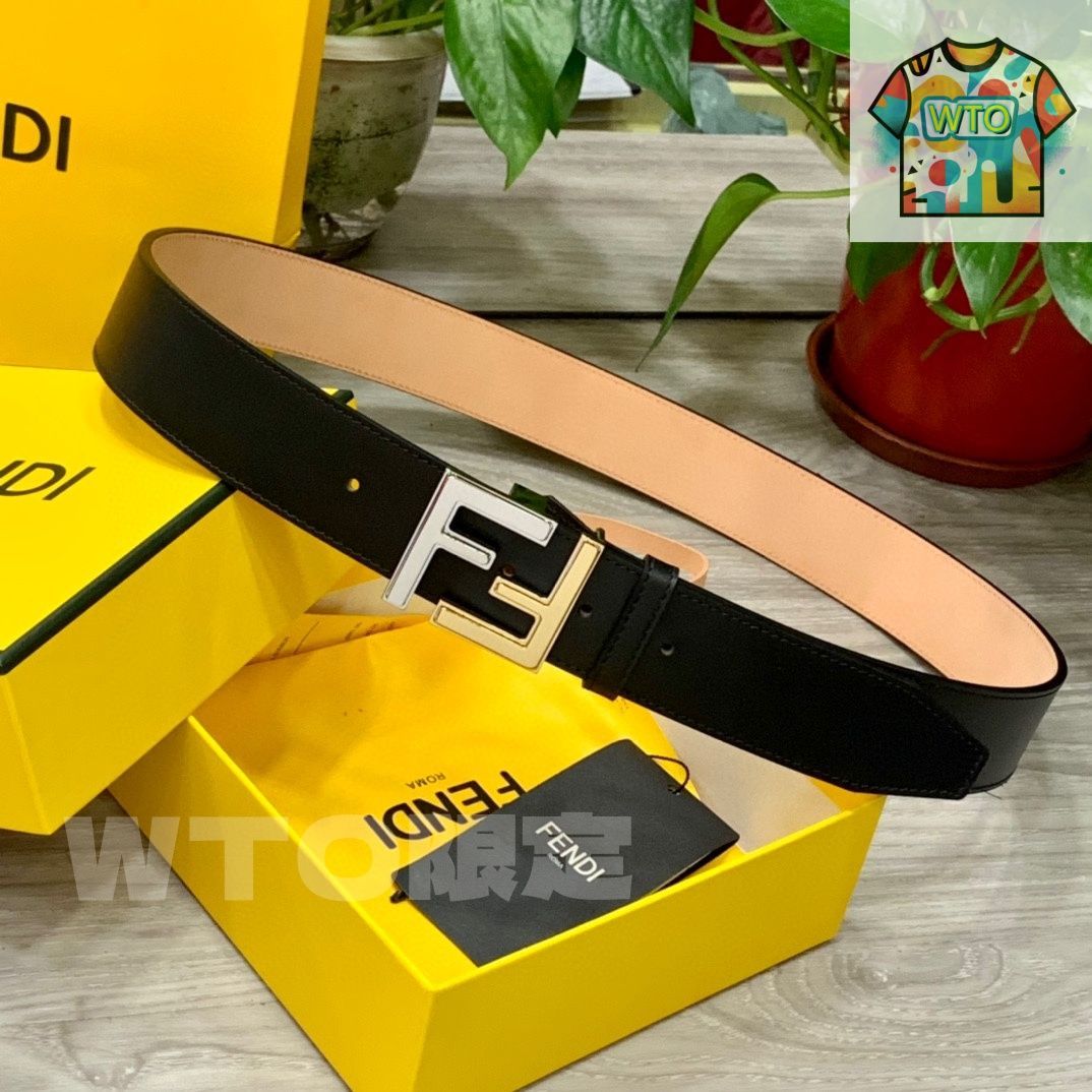 FENDIカジュアルベルト FFダイヤモンド ベルト レザー ベージュ | Fendi