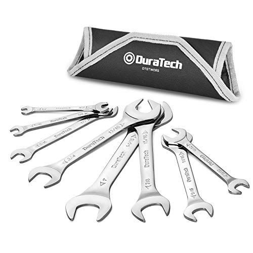 SAE_シルバー DURATECH 超薄型オープンエンドレンチセット SAE 8ピース 1/4インチ 9/32インチ 5/16インチ 3/8インチ 11/32インチ 13/32インチ 7/16インチ 1/2インチ 9/16インチ 11/16インチ 6センチ、3