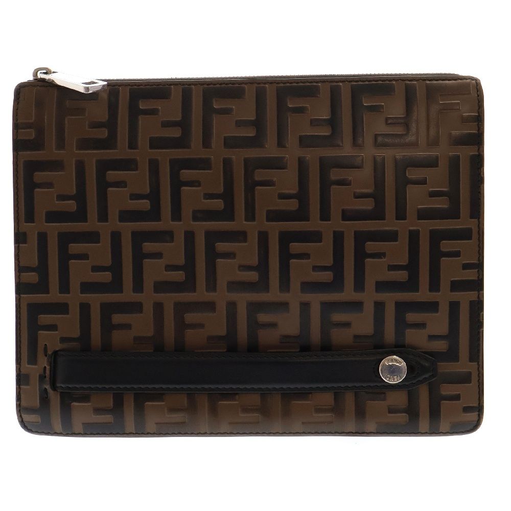 Fendi FFロゴクラッチバッグ ブラウンカラー Fendi FFロゴクラッチバッグ ブラウンカラー FENDI フェンディ