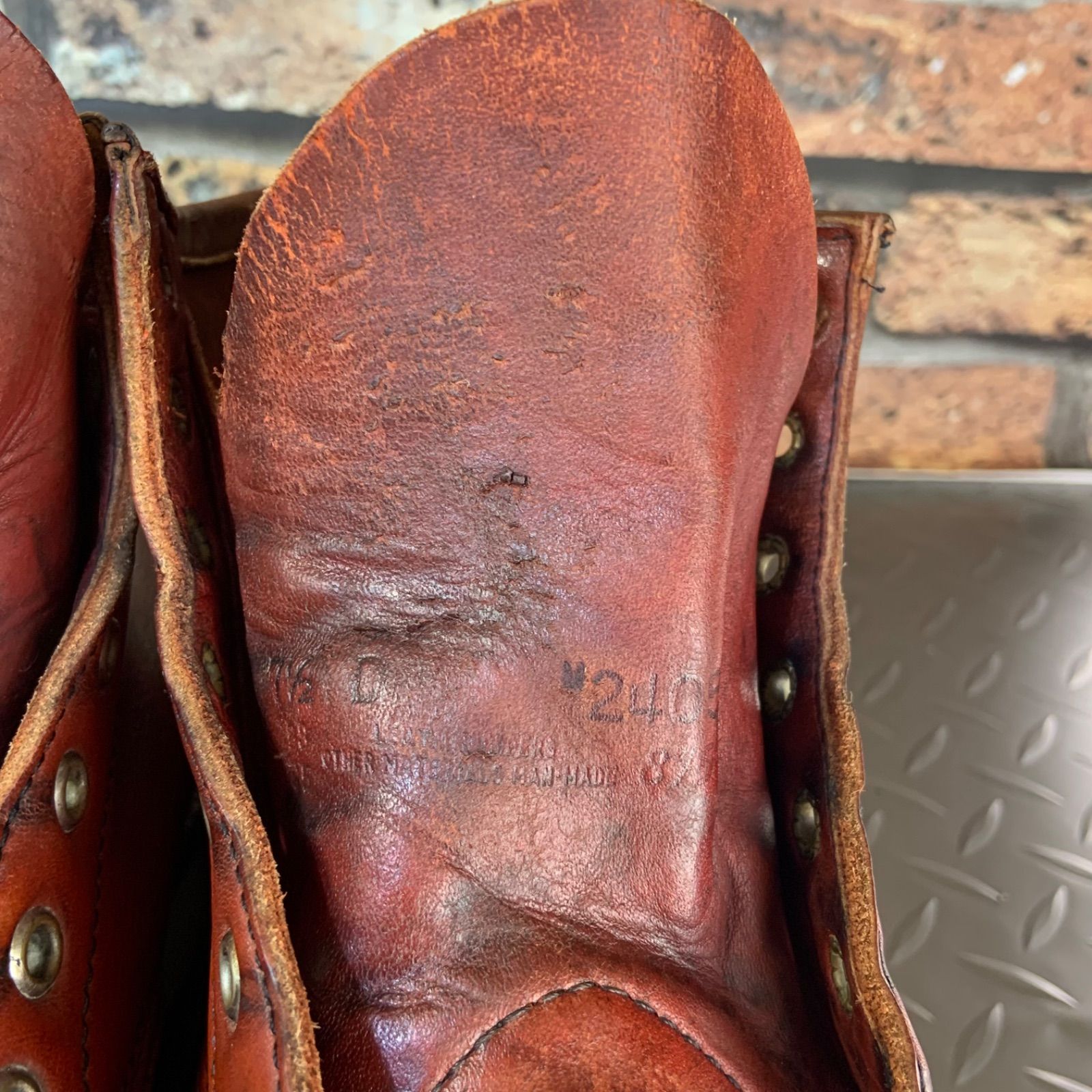 ☆REDWING 875 半円犬タグ 1995年製 US7.5D JP25.5㎝ VINTAGE レッド