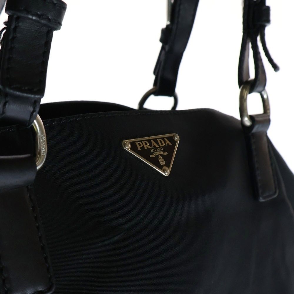 美品✨ PRADA トートバッグ 三角ロゴプレート ナイロン サフィアーノレザー PRADA (プラダ) トートバッグ ハンドバッグ ナイロン