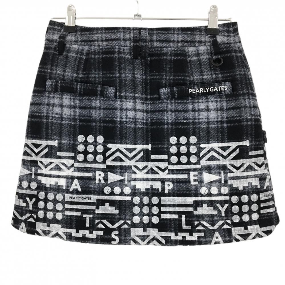 パーリーゲイツ スカート ダークネイビー×白 チェック 表起毛 下部プリント レディース 0 S ゴルフウェア PEARLY GATES
