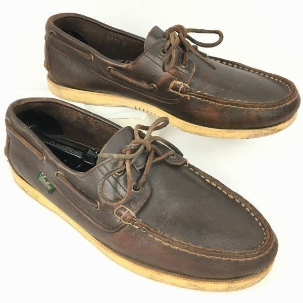 交換OK Paraboot|パラブーツ size27.0-27.5-28.0程度 デッキシューズ|レザーシューズ ダーク茶|BROWN |men s 管No.WZD-189<sale>
