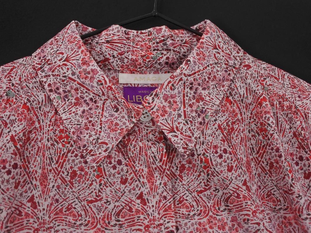 AMACA アマカ 花柄 リバティプリント 半袖シャツ 40 LIBERTY】TAFITIタナローン半袖ブラウス(トップス)｜AMACA
