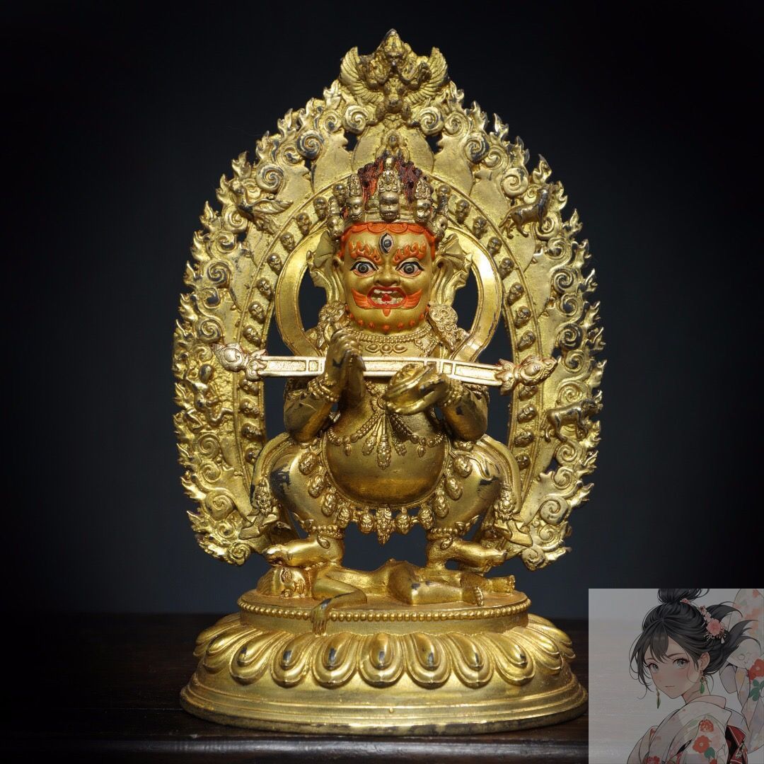 旧家蔵出し 銅製 塗金 大黑天仏 仏像 宗教 仏教古美術 供養品 古美術品 収集家 ttnh