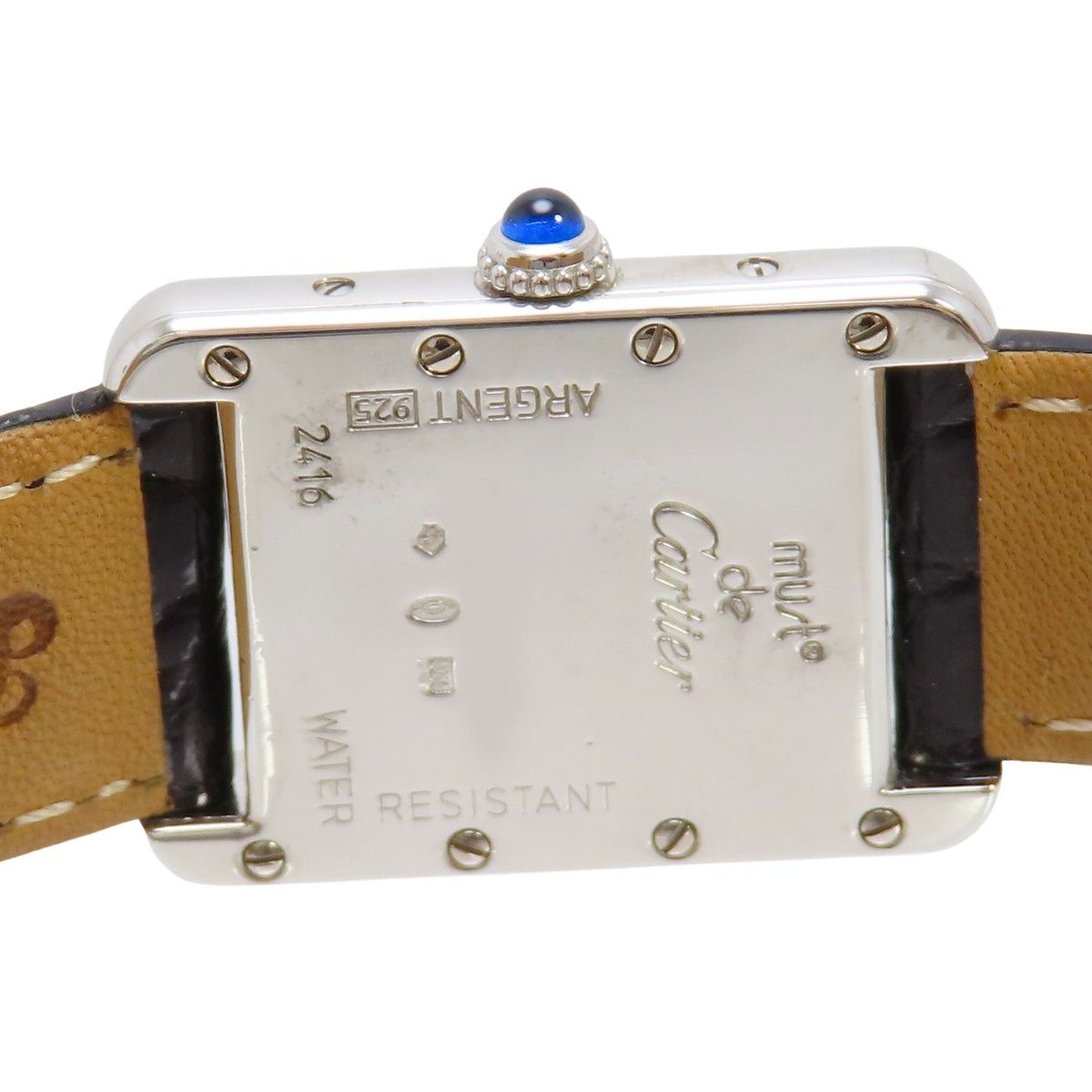 カルティエ マストタンクSM SV925×レザー クオーツ 腕時計 ホワイト  