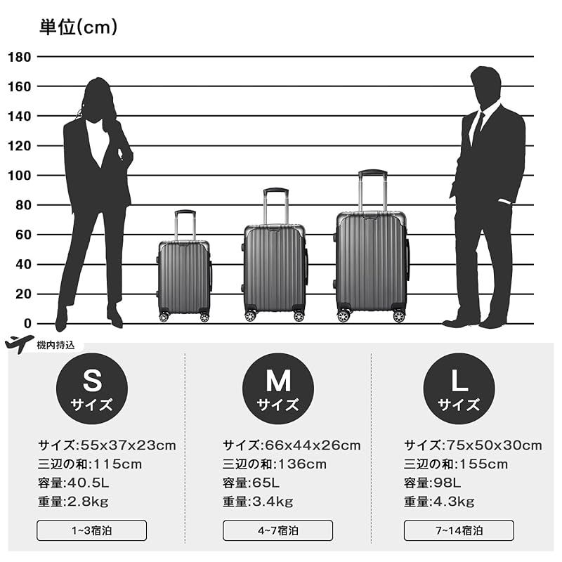 スーツケース Sサイズ シルバー キャリー 拡張機能付き 機内持ち込み