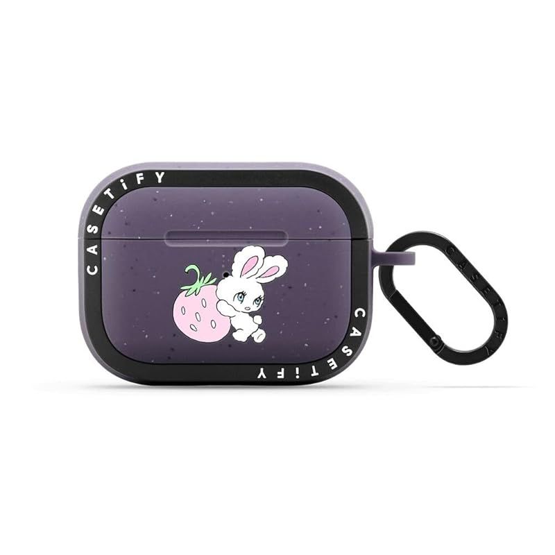 CASETiFY バウンス ケース AirPods Pro ケース 第1世代 - 第2世代 - Bunny Carrying Strawberry - マットディープ パープル