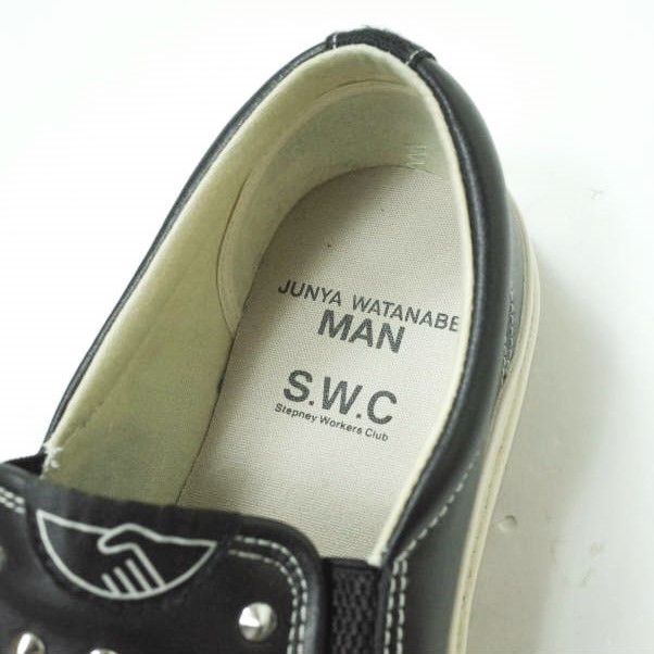 JUNYA WATANABE MAN COMME des GARCONS x Stepney Workers Club 23SS 別注 Wネーム  ステアムース スタッズ付き スリッポン STUDS LEATHER SLIP ON 41(26cm) S.W.C - メルカリ