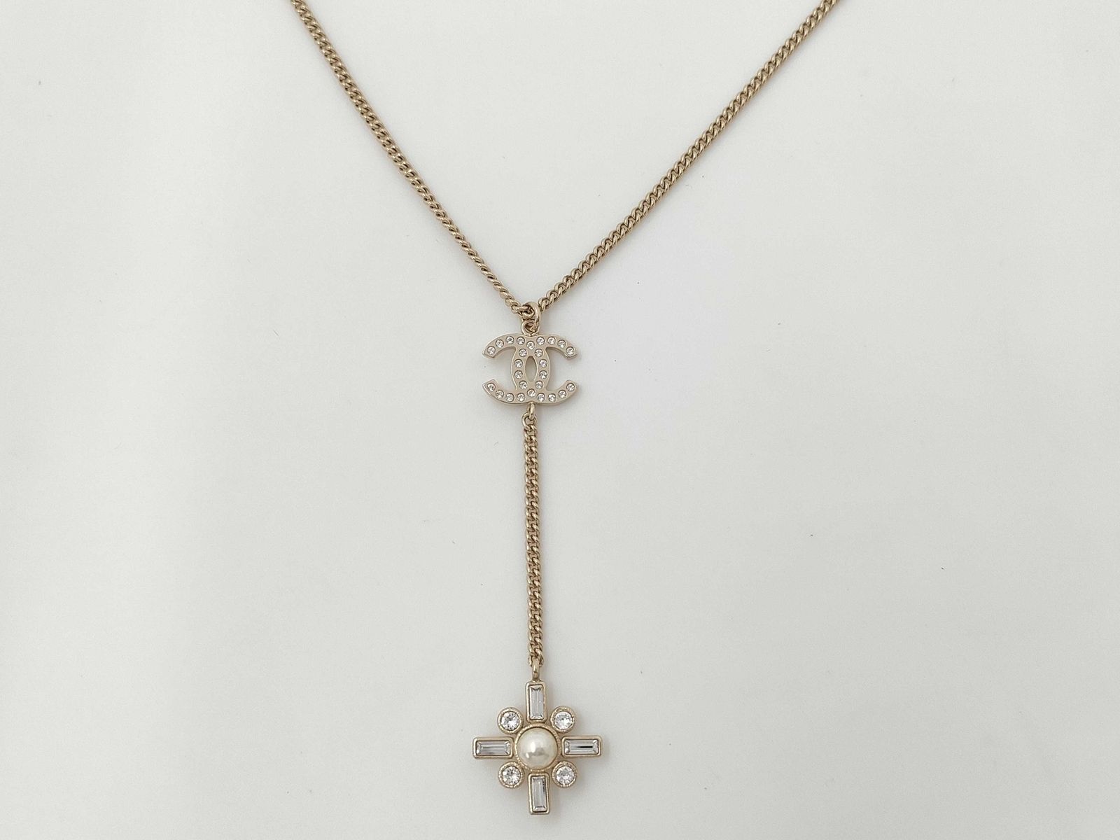 シャネル ゴールド GP金具 フェイクパール CC B19S ネックレス