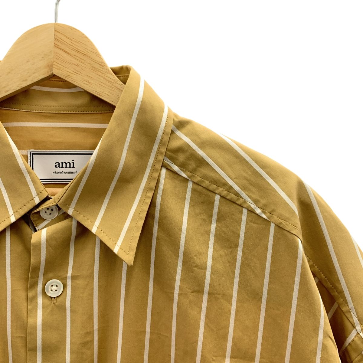 AMI Alexandre Mattiussi アミ アレクサンドルマテュッシ コットン ストライプ オーバーサイズシャツ S ベージュ メンズ