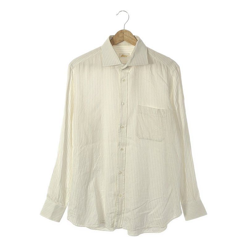 Brioni / ブリオーニ | コットン ワイドカラー ストライプシャツ | 41
