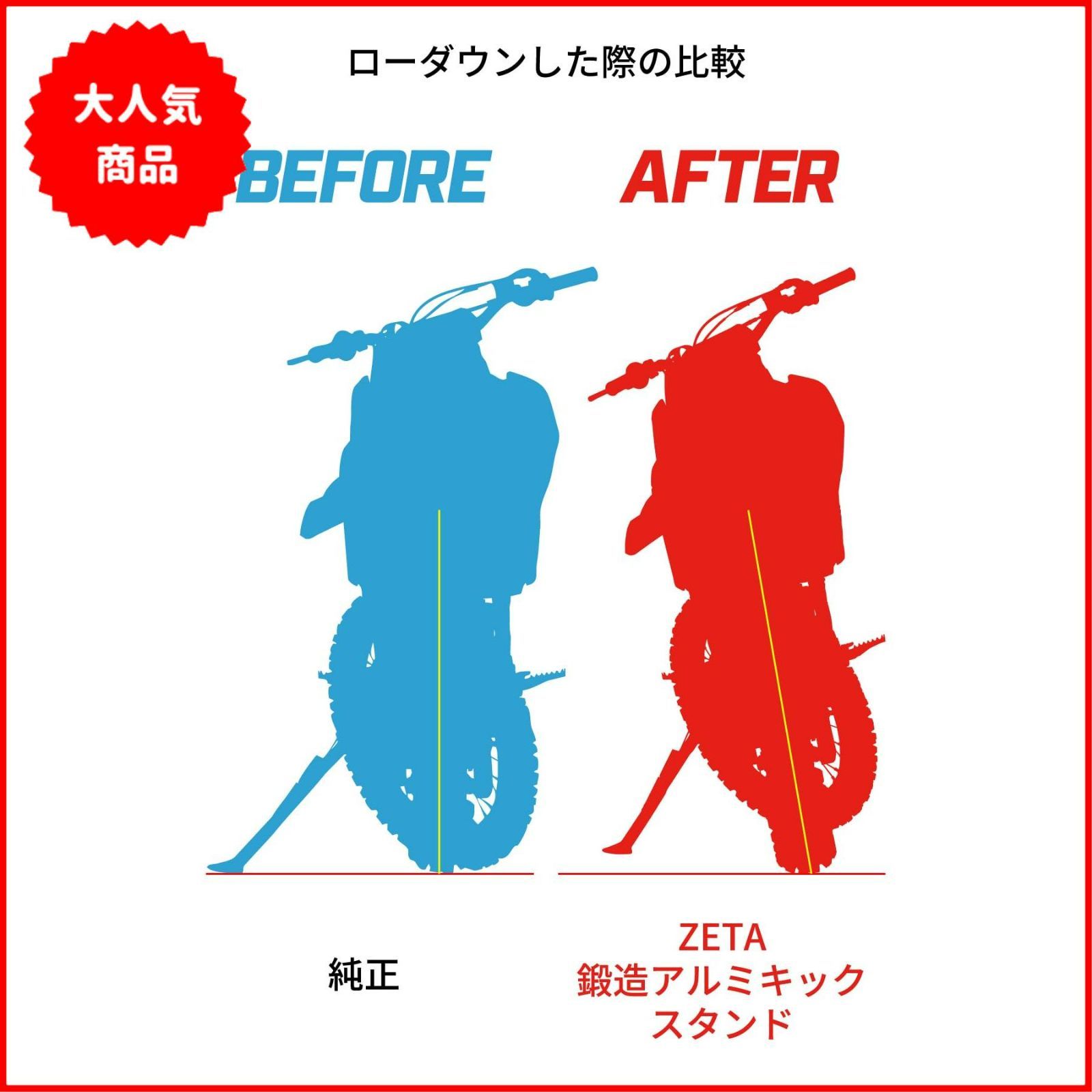 ジータレーシング(ZETA RACING) セロー250 '05-20 XT250 '08-23(純正比-25mm) 鍛造アルミキックスタンド  サイドスタンド ローダウン車用 高強度 高耐久 ショートF4174(旧品番:ZE56-8639) ダートフリーク D - メルカリ