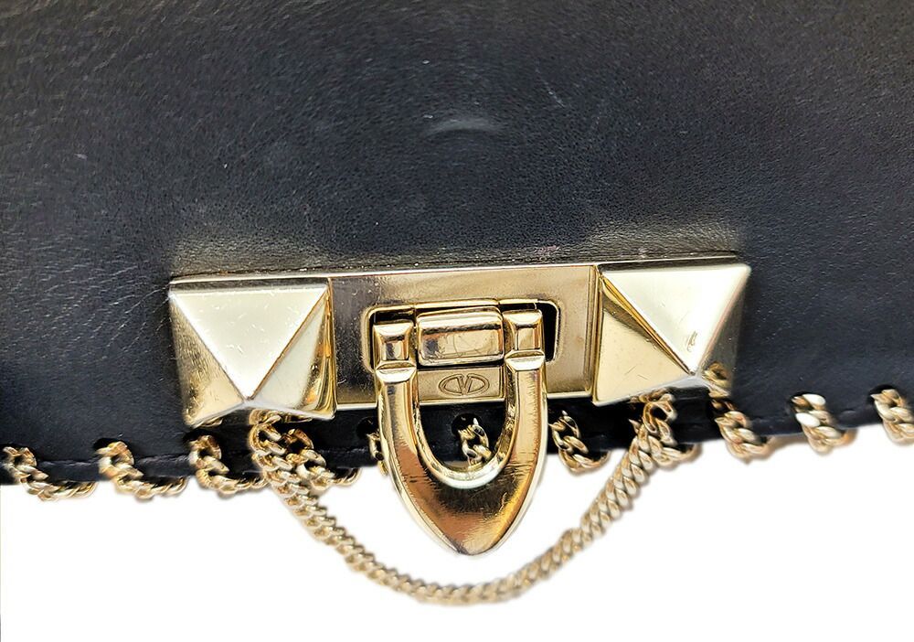 【VALENTINO GARAVANI】2wayバッグ　ゴールド金具　ブラック VALENTINO ヴァレンティノ 2WAYバッグ ショルダー レザー