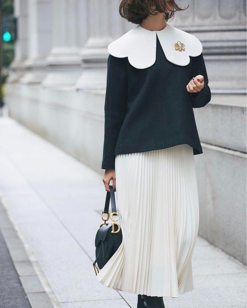 新品 seventen セブンテン ツイードバイカラートップス ブラウス