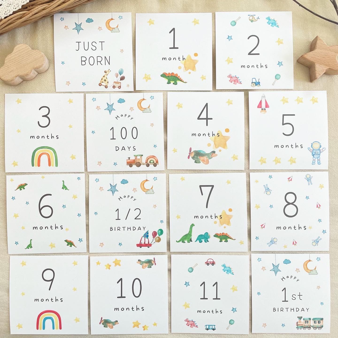 マンスリーカード C男の子　ましかくアルバム　アルバス　月齢カード　出生記録 マンスリーカード C男の子 ましかくアルバム アルバス 月齢