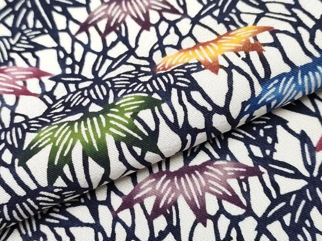 平和屋本店□最高級 城間栄順 本場琉球紅型 小紋 笹 高島屋扱い カラー