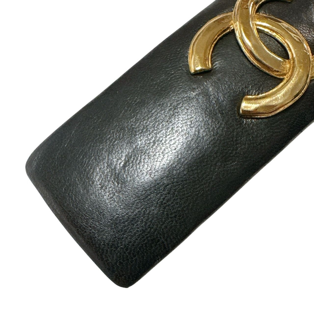 3071 CHANEL シャネル COCO レザー ヘアバレッタ ヘアークリップ