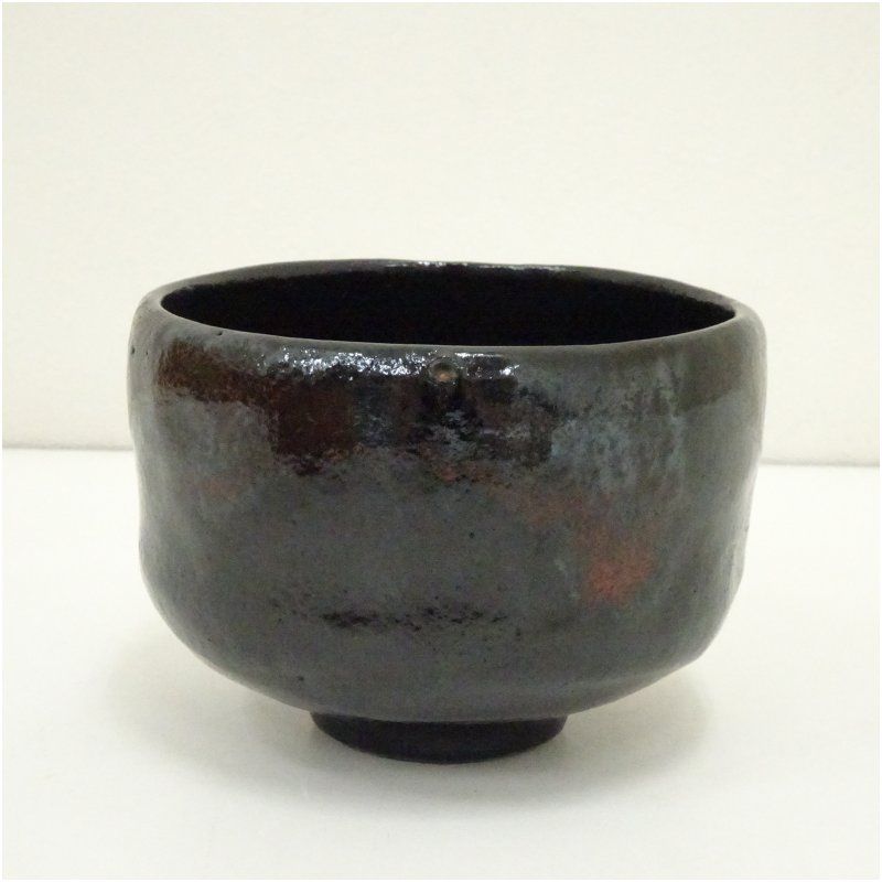 ♦抹茶碗 茶道具 黒楽茶盌 工芸品 古美術品 コレクション 骨董品 アンティーク 佐々木松楽造 黒楽茶碗（共箱） 茶道 抹茶 おしゃれ 抹茶茶碗