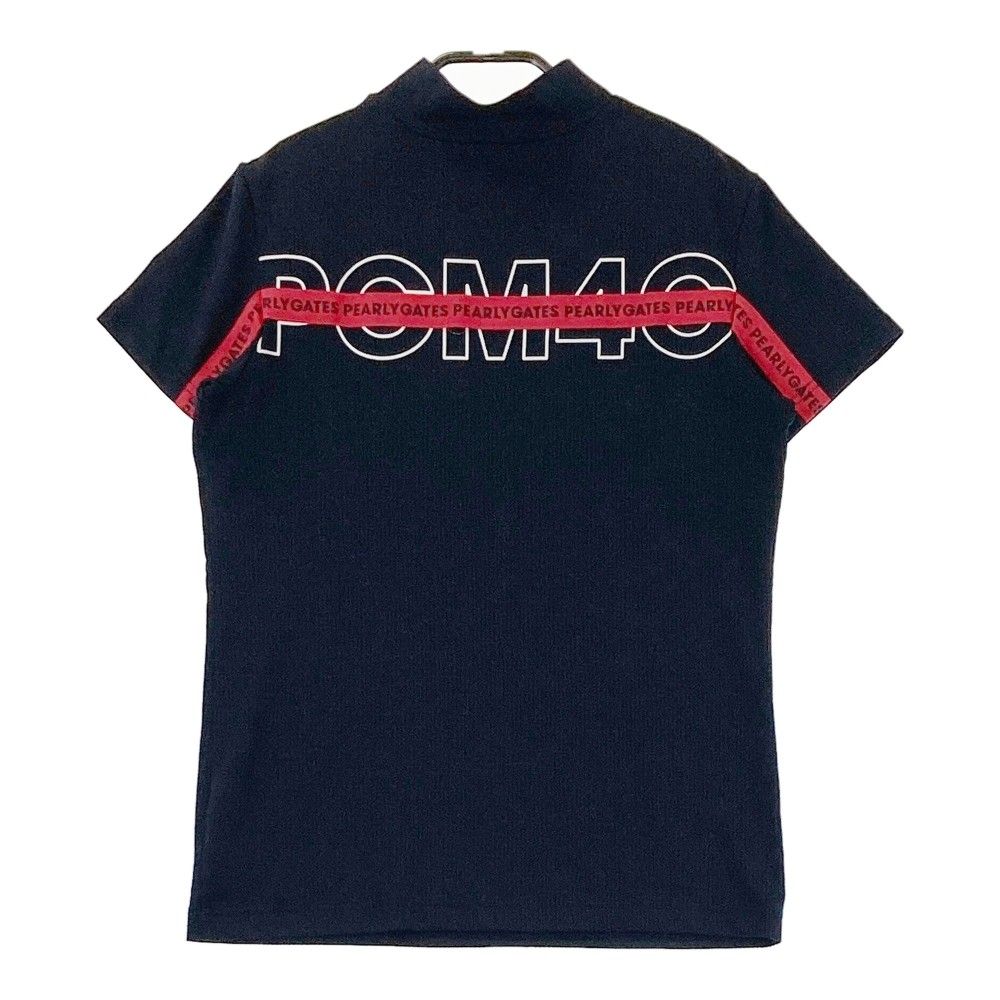 サイズ：1 PEARLY GATES パーリーゲイツ  半袖ハイネックTシャツ  ネイビー系 [240101414670] ゴルフウェア レディース ストスト PEARLY GATES パーリーゲイツ 半袖ハイネックTシャツ ネイビー系