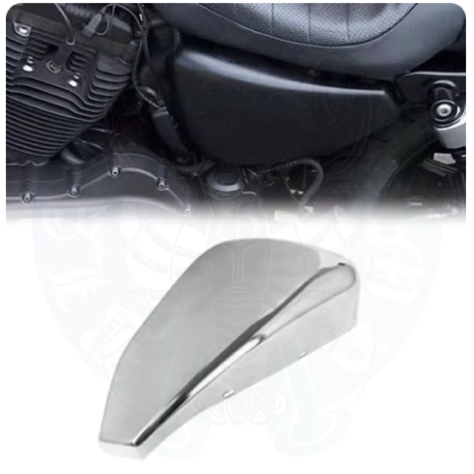 ハーレー スポーツスター 48 72 アイアン883 1200用 左バッテリーカバー クローム スチール製 XL1200X XL1200V 2014-2020対応
