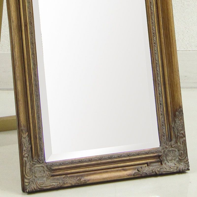 スタンドミラー アンティーク スタンドミラー 全身 ゴールド 鏡 面取り