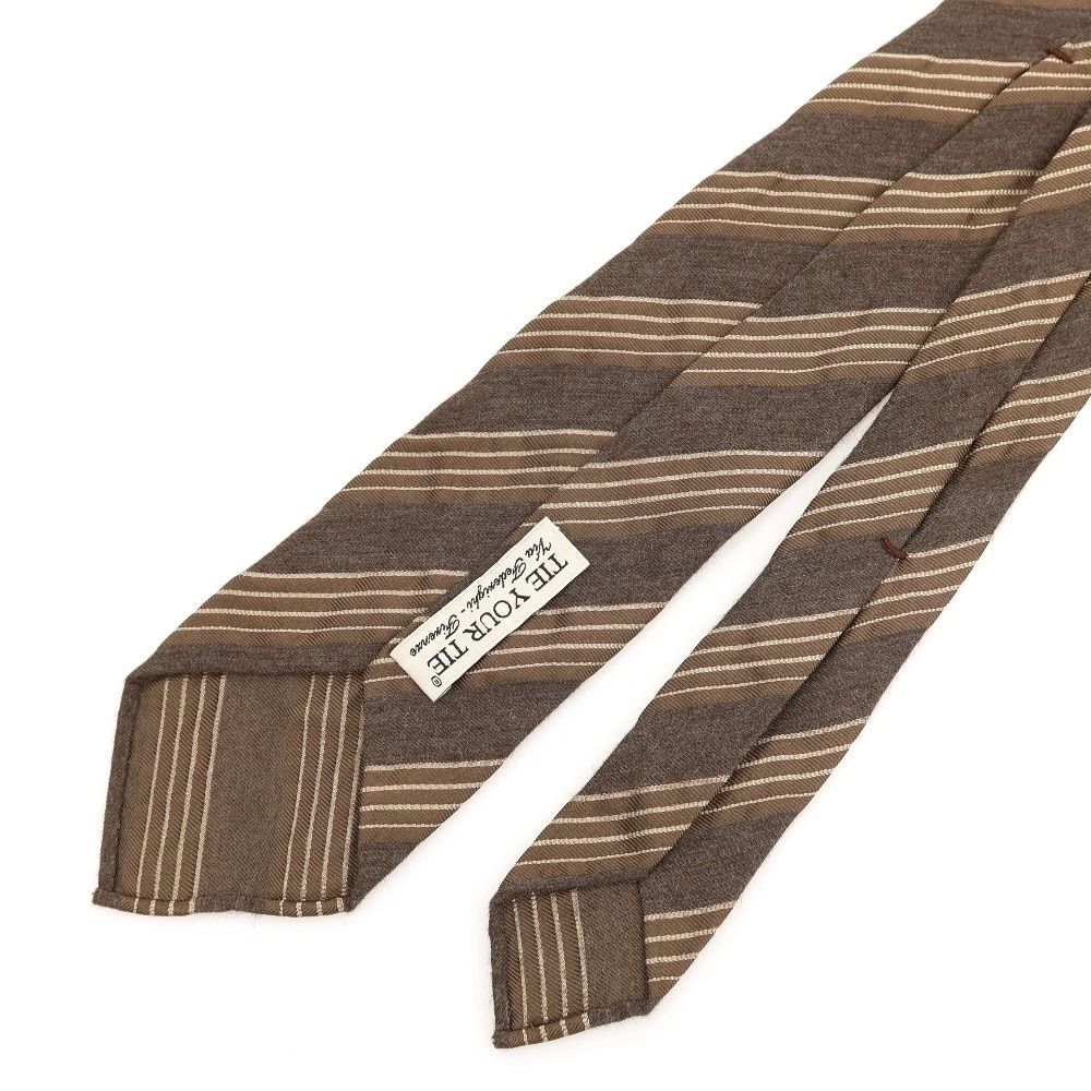 中古】タイユアタイ TIE YOUR TIE ストライプ セッテピエゲ シルク ネクタイ ブラウン【メンズ】 - メルカリ