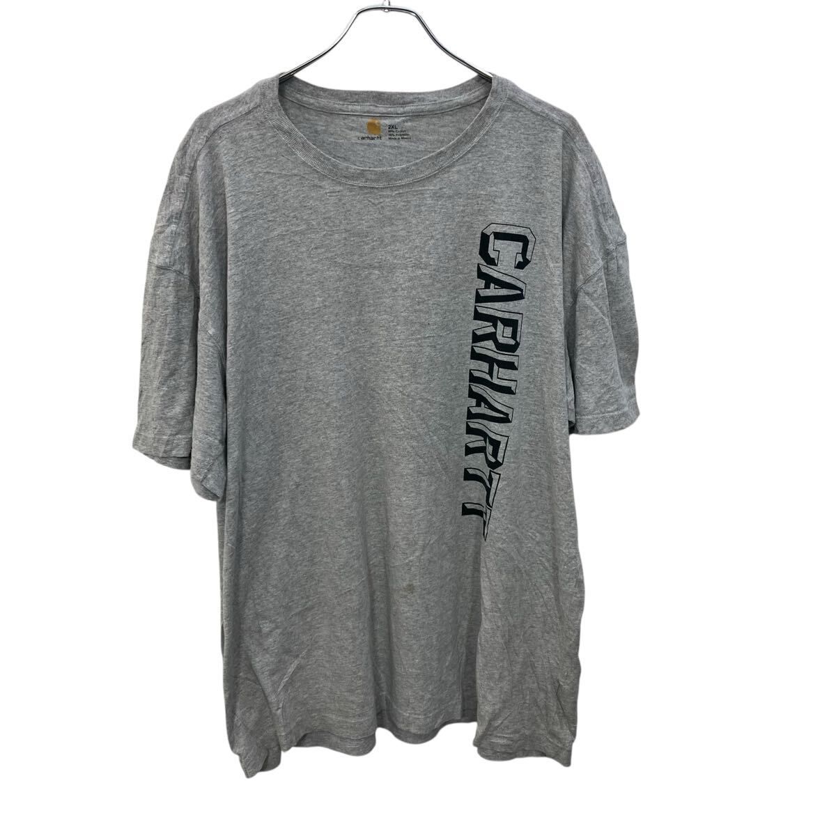 carhartt 半袖 プリントTシャツ 2XL 杢ライトグレー プルオーバー 