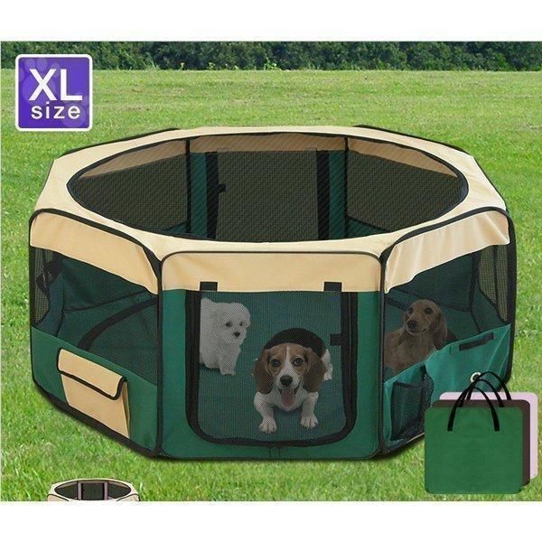 ペットサークル ペットハウス メッシュ 折りたたみ 150x62cm 犬用 中-大型犬 XLサイズ 八角形 室内プレイ ソフトケージ 仕切り 軽