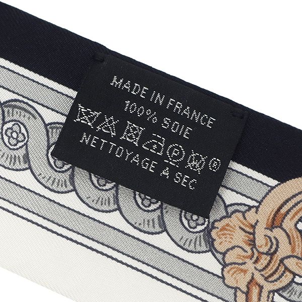 エルメス HERMES スカーフ ツイリー シルク ブラック×ホワイト