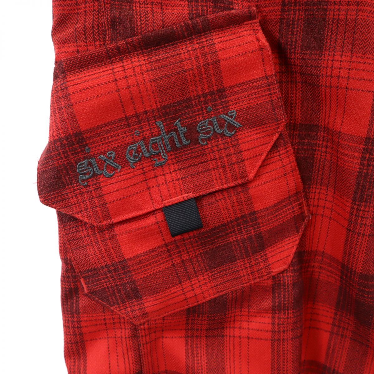 シックスエイトシックス チェック柄 スノーボードパンツ M 赤系 686