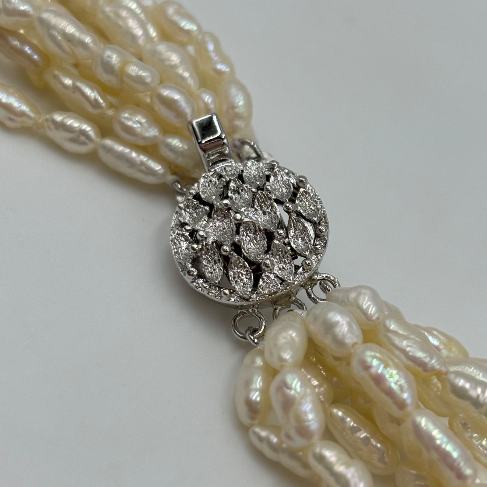 美品 淡水パール 10連 ネックレス アクセサリー 真珠 シルバー金具 