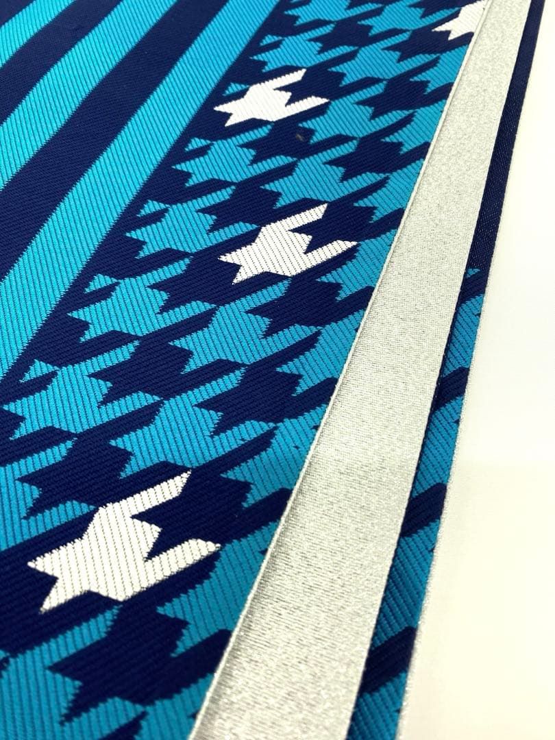 袋帯 正絹 振袖 千鳥格子 縦縞 西陣織 ロングサイズ 新品未使用品