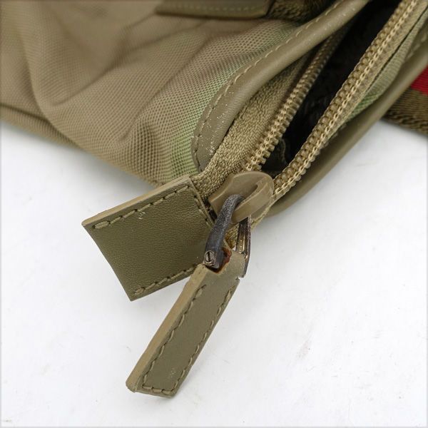 GUCCI / グッチ □シェリーライン ナイロンハンドバッグ カーキレッド