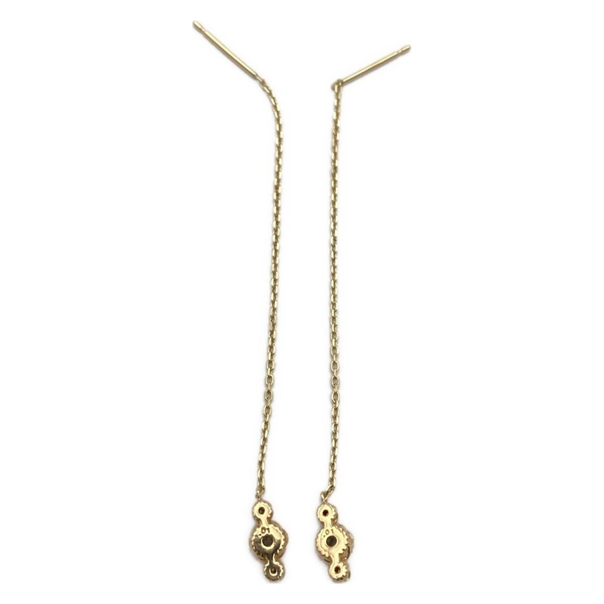 NOJESS ノジェス ピアス - K10YG×ダイヤモンド×ブルー 総4Pダイヤ 片側2Pダイヤ ダイヤ総0.02カラット