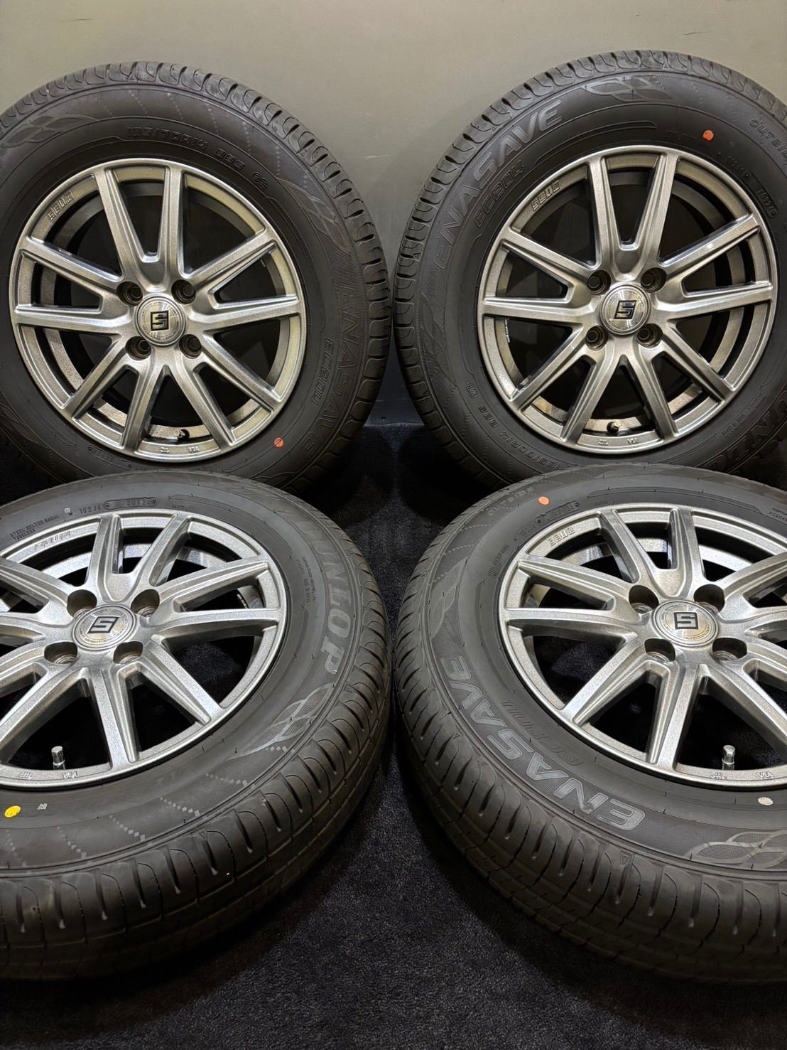 185|70R14 DUNLOP|ENASAVE EC204 SEIN 14インチ 5.5J 43 100 4H 夏タイヤ 4本 ノート カローラ 南2-I976
