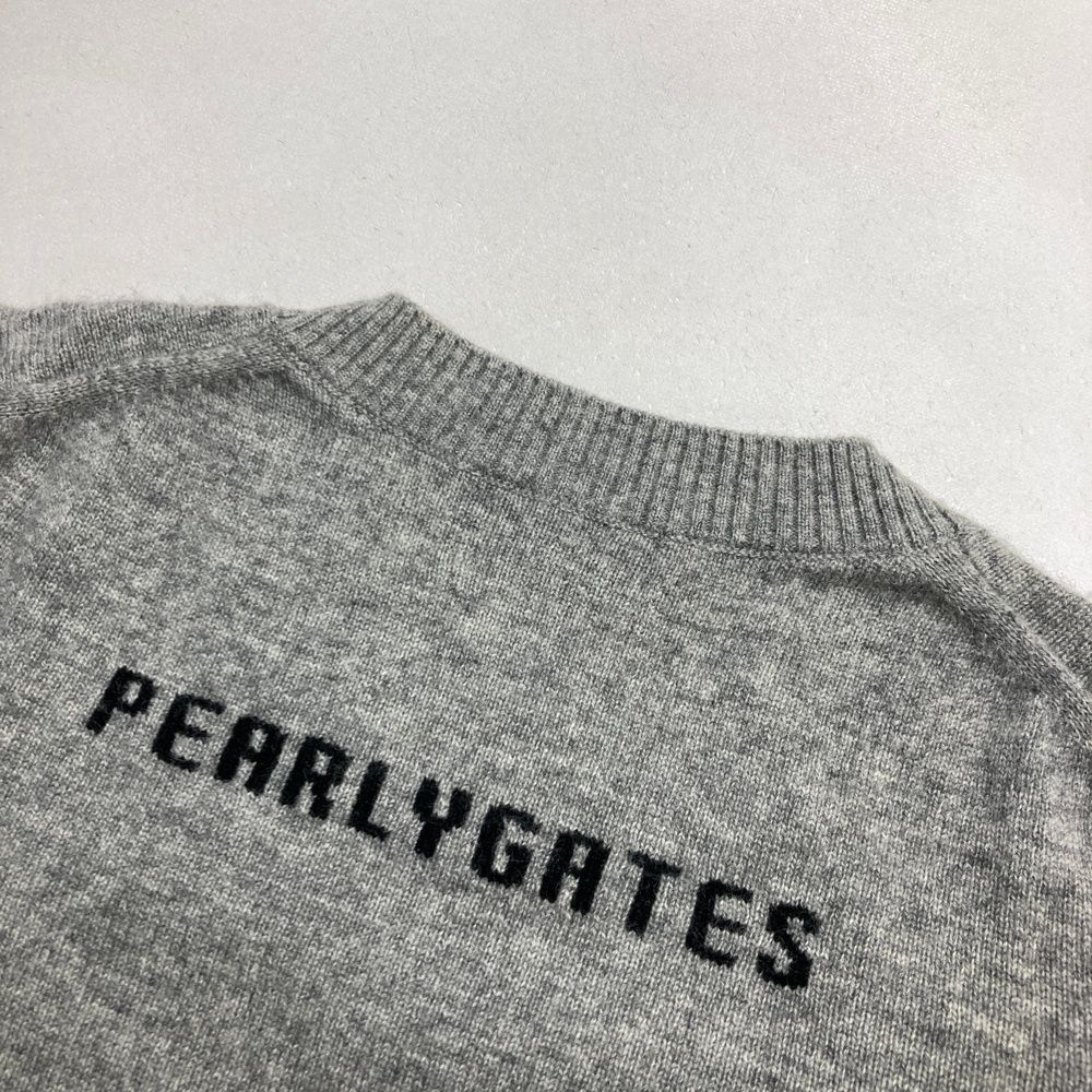 パーリーゲイツ ウエア カシミヤセーター グレー ロゴ入り パーリー