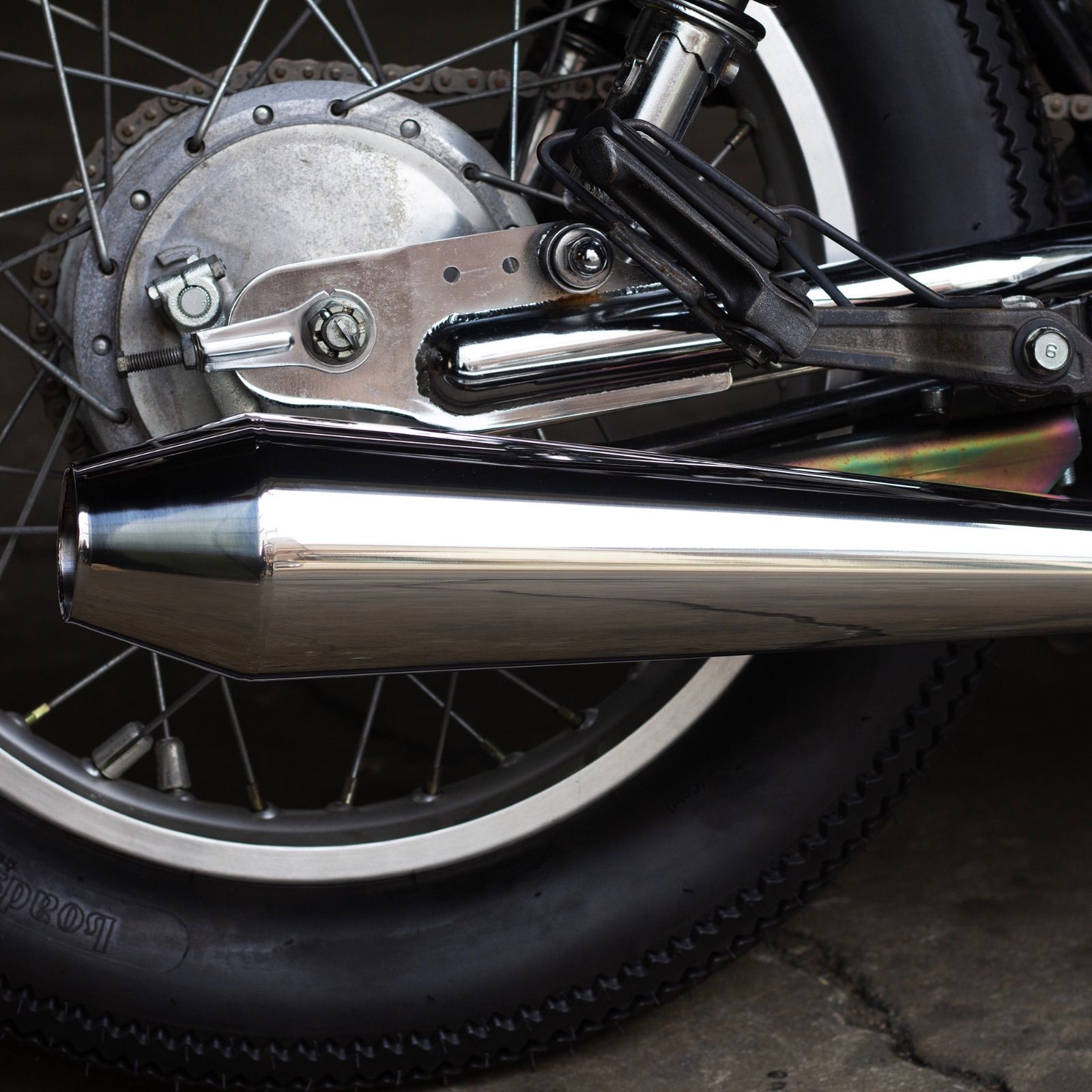 SR400/500用 STDメガホン ミドル 新型フルエキ ダウン キャブ車 MOTOR