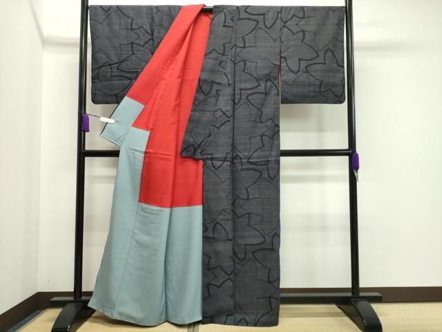 平和屋着物○結城紬 100亀甲 菱楓亀甲文 正絹 逸品 CAAU9610vf