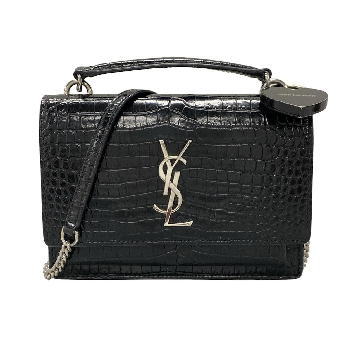 SAINT LAURENT PARIS サンローランパリ 財布 サンセット チェーン ウォレット 533026 ダークネイビー 型押し加工 レザー