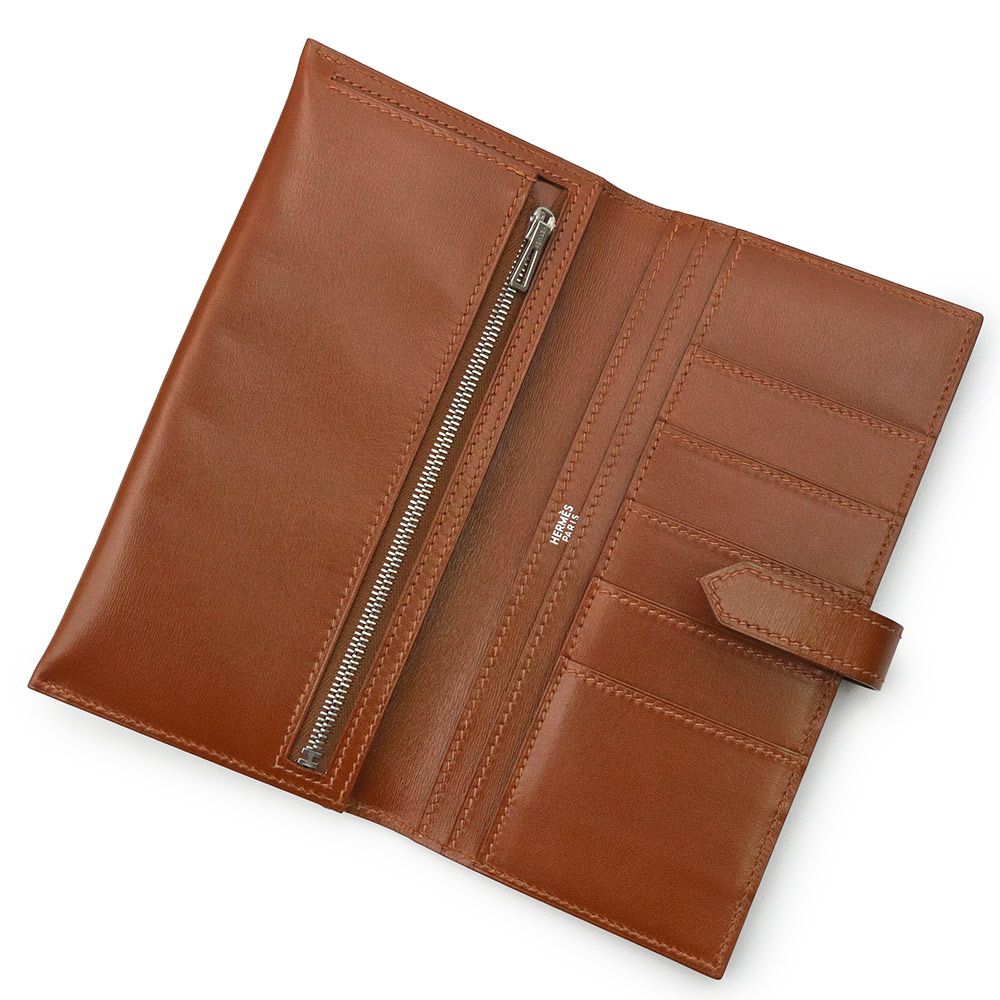 エルメス　べアン　ボックスカーフ　シルバー金具　⬜︎F刻印　二つ折り財布 箱付き エルメス べアン ボックスカーフ シルバー金具 ⬜︎F刻印 二つ折り財布