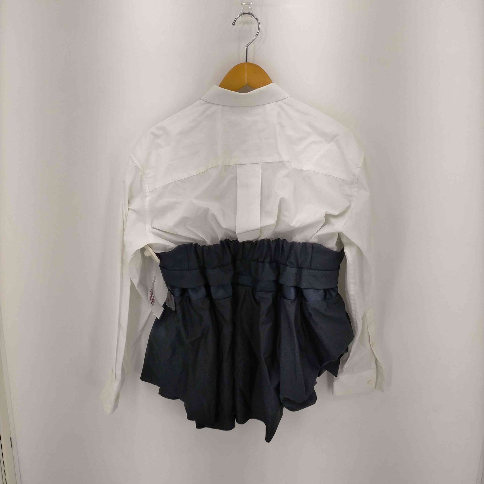 サカイ Sacai 22AW BUSTIER DETAIL PEPLUM COTTON POPLIN SHIRT  ビスチェディテールドッキングペプラムシャツ レディース JPN：2