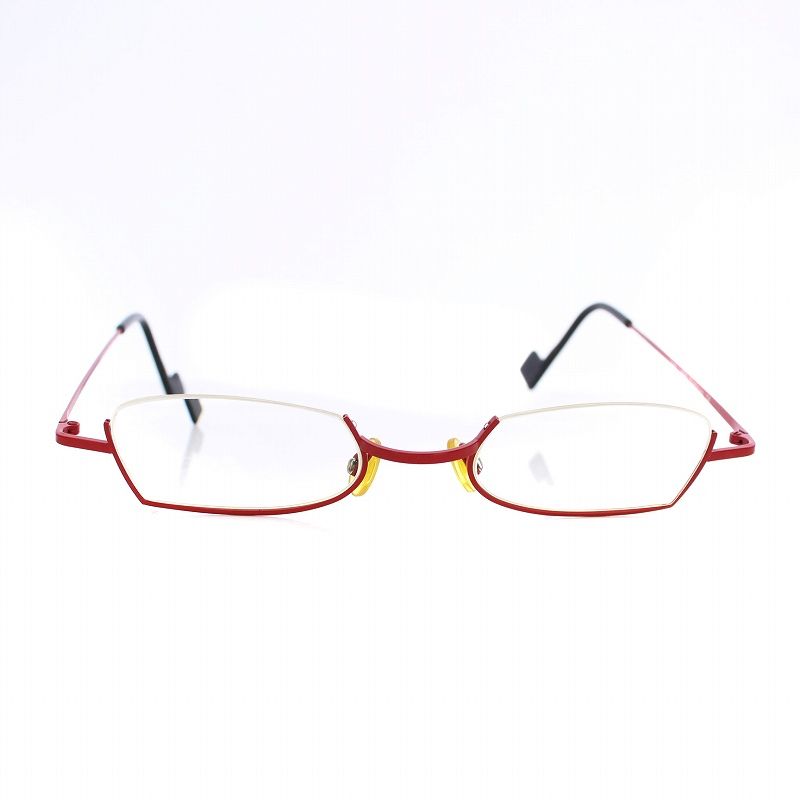 テオ theo yfedi メガネ 眼鏡 アンダーリム 金属フレーム 度入り 赤