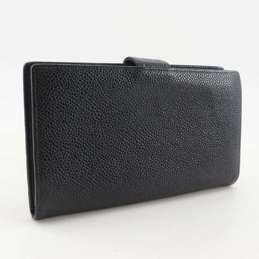 CHANEL】シャネル ココマーク がま口 A13498 キャビアスキン 黒  