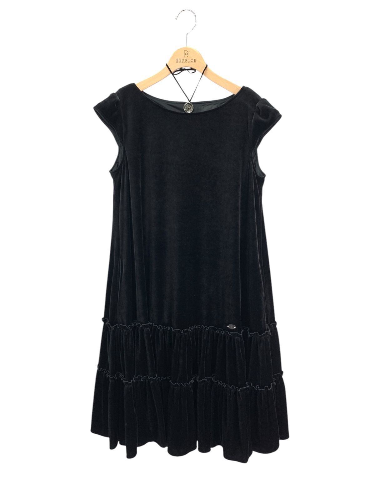 ルネ 5136530 ワンピース 38 ブラック ベロア パール ITPRY1J79NHK