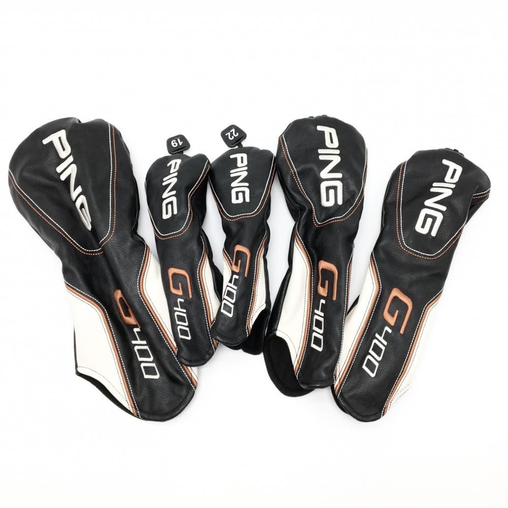 ピン ヘッドカバー5点セット DR FW×2 UT×2 黒×白 G400 ロゴ刺しゅう DR FW UTゴルフ PING
