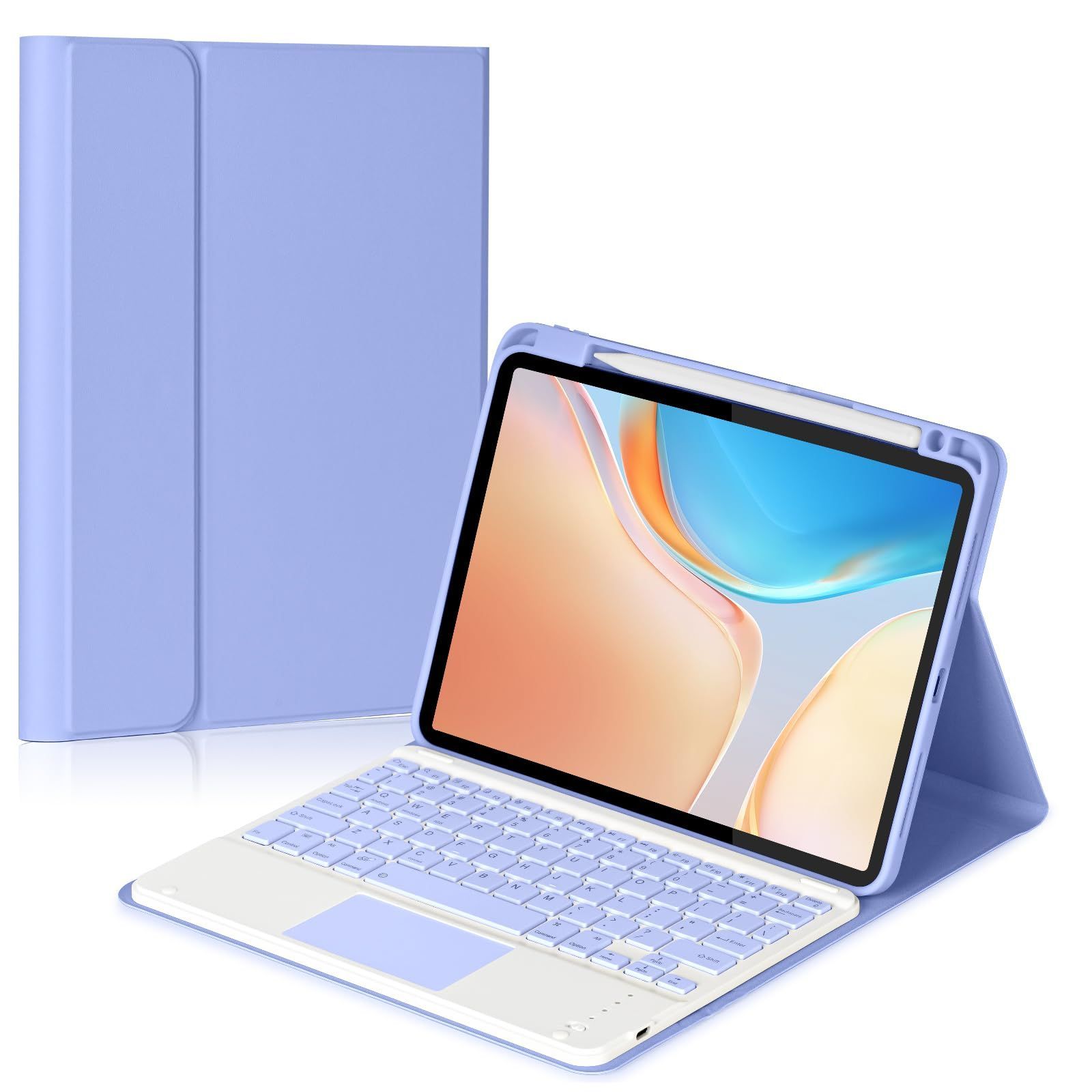 【新着商品】タッチパッド搭載 兼用bluetoothキーボード付きケース 上側ペンホルダー Air5 Air4 apple iPad pencil iPad 収納・充電対応 第1/2/3/4世代 Pro11 スタンド機能 (M2)キーボードケース 全面保護 A